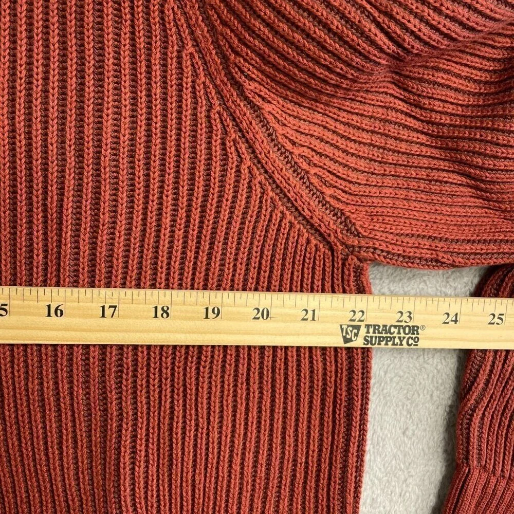 NEW Lands' End Drifter Men's L 1/4 Zip Sweater Rust Red 100% Cotton